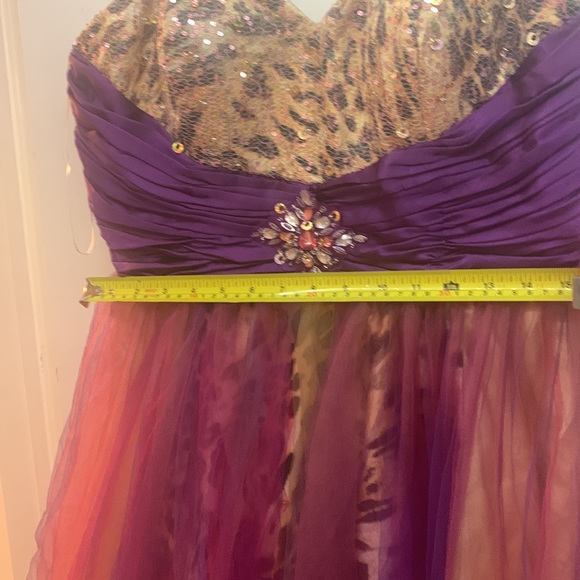 Pink sparkly mini dress with cheetah print accents good for prom or party - Picture 9 of 11